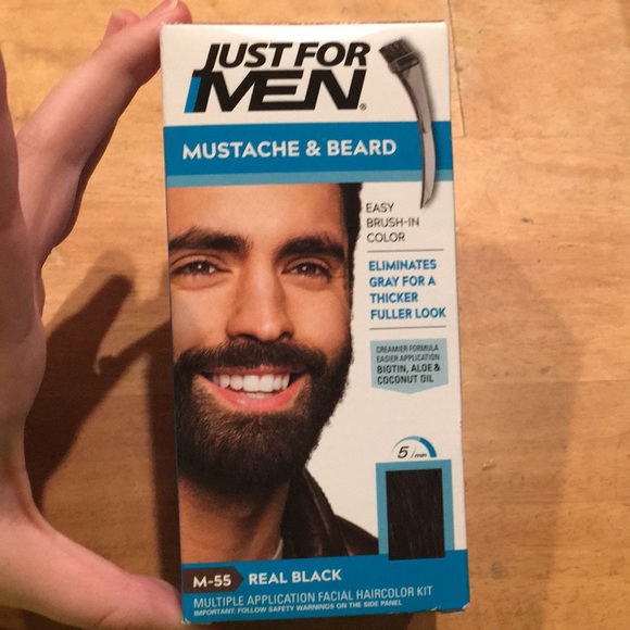 Just For Men Mustache & Beard Easy Brush In Color M-55 Real Black - Picture 1 of 6